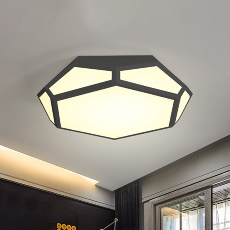 16.5"/20.5" Dia Metal Geometric Flush Mount Lighting with Acrylic Shade Nordic Black/White LED Ceiling Light in Warm/White Clearhalo 'Ceiling Lights' 'Close To Ceiling Lights' 'Close to ceiling' 'Flush mount' Lighting' 243982