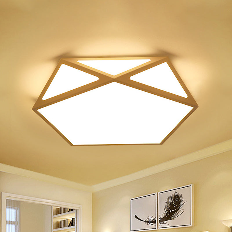 Black/White Pentagon Flush Ceiling Light with Acrylic Shade Simple LED Ceiling Mounted Light for Bedroom, 16.5"/20.5"/24.5" Dia Clearhalo 'Ceiling Lights' 'Close To Ceiling Lights' 'Close to ceiling' 'Flush mount' Lighting' 243984