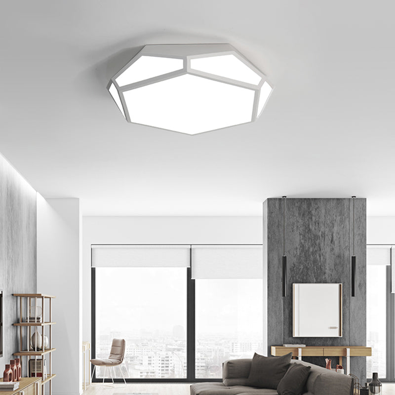 Black/White Pentagon Flush Ceiling Light with Acrylic Shade Simple LED Ceiling Mounted Light for Bedroom, 16.5"/20.5"/24.5" Dia Clearhalo 'Ceiling Lights' 'Close To Ceiling Lights' 'Close to ceiling' 'Flush mount' Lighting' 243986