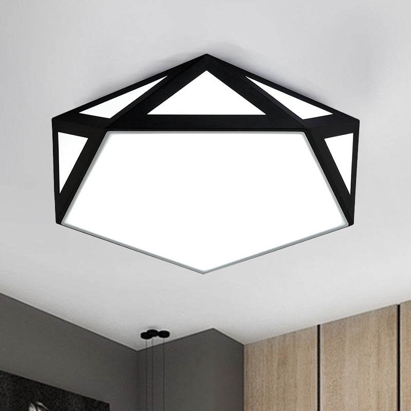 Black/White Pentagon Flush Ceiling Light with Acrylic Shade Simple LED Ceiling Mounted Light for Bedroom, 16.5"/20.5"/24.5" Dia Clearhalo 'Ceiling Lights' 'Close To Ceiling Lights' 'Close to ceiling' 'Flush mount' Lighting' 243988