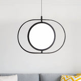 Oval Suspension Ceiling Light Simplicity Metal LED Black Pendant Light, Horizontal/Vertical Clearhalo 'Ceiling Lights' 'Modern Pendants' 'Modern' 'Pendant Lights' 'Pendants' Lighting' 243991