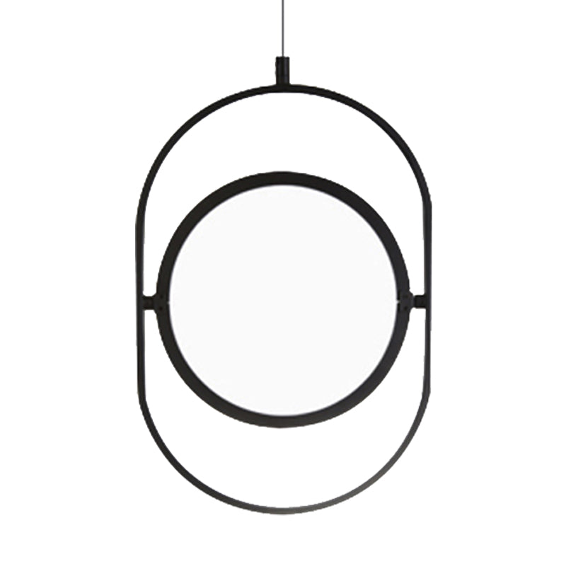 Oval Suspension Ceiling Light Simplicity Metal LED Black Pendant Light, Horizontal/Vertical Clearhalo 'Ceiling Lights' 'Modern Pendants' 'Modern' 'Pendant Lights' 'Pendants' Lighting' 243995