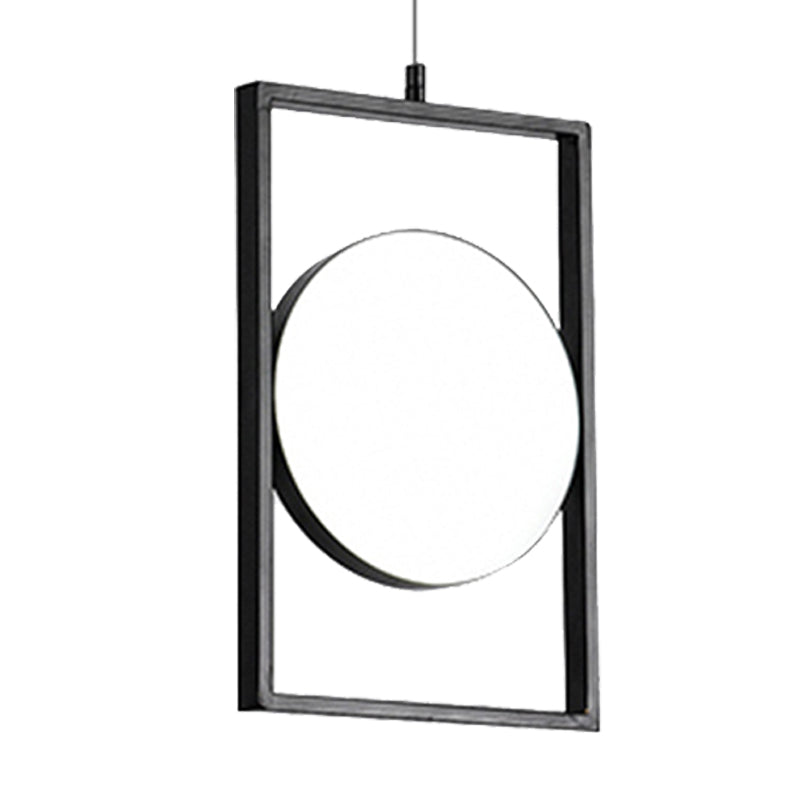 Black Rectangle Pendant Hanging Light Post Modern Metal LED Suspension Light Fixture, Horizontal/Vertical Clearhalo 'Ceiling Lights' 'Modern Pendants' 'Modern' 'Pendant Lights' 'Pendants' Lighting' 244013