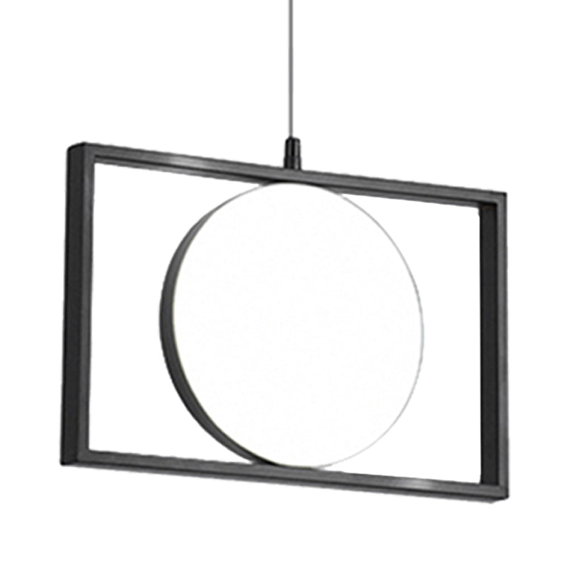 Black Rectangle Pendant Hanging Light Post Modern Metal LED Suspension Light Fixture, Horizontal/Vertical Clearhalo 'Ceiling Lights' 'Modern Pendants' 'Modern' 'Pendant Lights' 'Pendants' Lighting' 244016