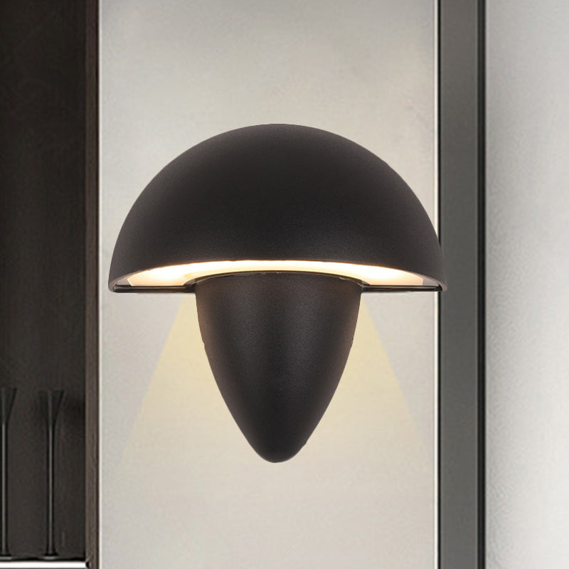 Aluminum Mushroom Design Wall Sconce Modern Style LED Black Wall Mount Lamp for Porch, Warm/White Lighting Black Clearhalo 'Cast Iron' 'Glass' 'Industrial' 'Modern wall lights' 'Modern' 'Tiffany' 'Traditional wall lights' 'Wall Lamps & Sconces' 'Wall Lights' Lighting' 244027