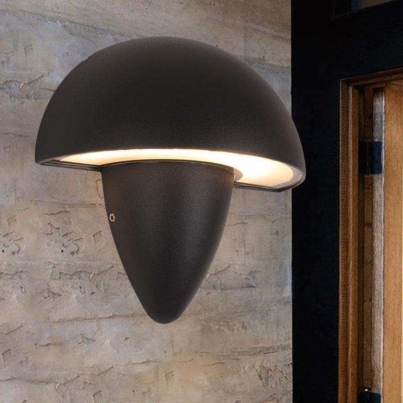 Aluminum Mushroom Design Wall Sconce Modern Style LED Black Wall Mount Lamp for Porch, Warm/White Lighting Clearhalo 'Cast Iron' 'Glass' 'Industrial' 'Modern wall lights' 'Modern' 'Tiffany' 'Traditional wall lights' 'Wall Lamps & Sconces' 'Wall Lights' Lighting' 244028