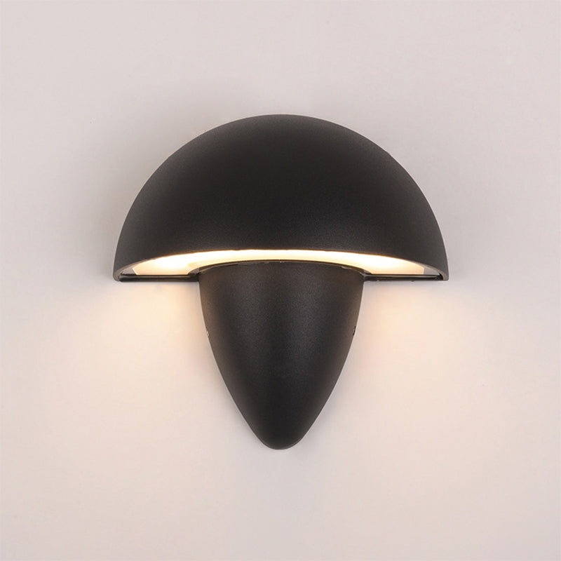 Aluminum Mushroom Design Wall Sconce Modern Style LED Black Wall Mount Lamp for Porch, Warm/White Lighting Clearhalo 'Cast Iron' 'Glass' 'Industrial' 'Modern wall lights' 'Modern' 'Tiffany' 'Traditional wall lights' 'Wall Lamps & Sconces' 'Wall Lights' Lighting' 244029