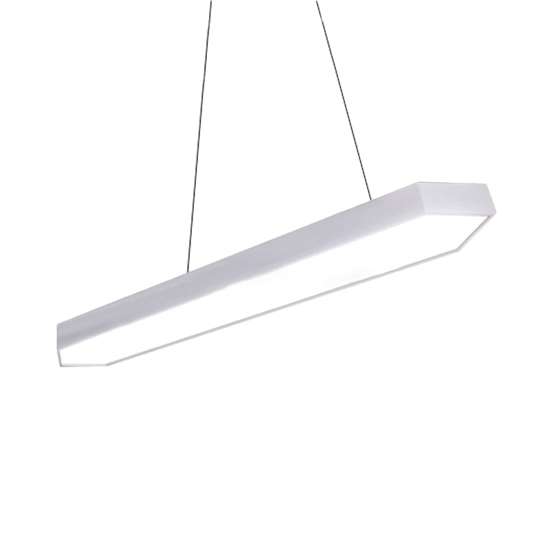 Metal Linear Pendant Lighting Modern Led White/Black/Silver Hanging Lamp Kit in White/Warm/Natural Light, 4"/8"/12" Wide Clearhalo 'Ceiling Lights' 'Modern Pendants' 'Modern' 'Pendant Lights' 'Pendants' Lighting' 244041