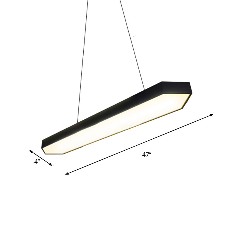 Metal Linear Pendant Lighting Modern Led White/Black/Silver Hanging Lamp Kit in White/Warm/Natural Light, 4"/8"/12" Wide Clearhalo 'Ceiling Lights' 'Modern Pendants' 'Modern' 'Pendant Lights' 'Pendants' Lighting' 244045