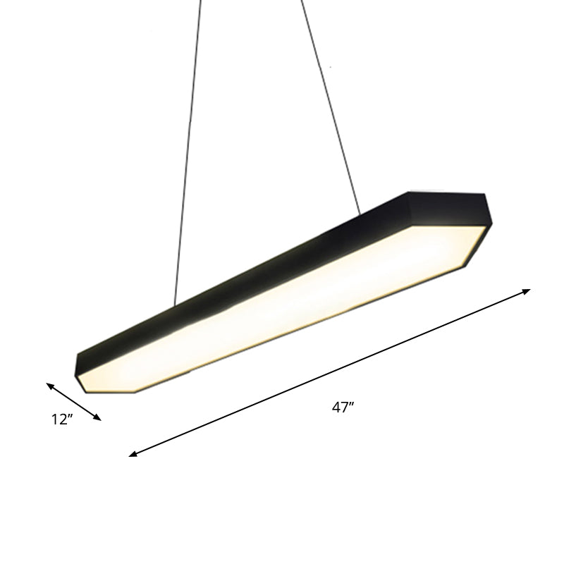 Metal Linear Pendant Lighting Modern Led White/Black/Silver Hanging Lamp Kit in White/Warm/Natural Light, 4"/8"/12" Wide Clearhalo 'Ceiling Lights' 'Modern Pendants' 'Modern' 'Pendant Lights' 'Pendants' Lighting' 244047