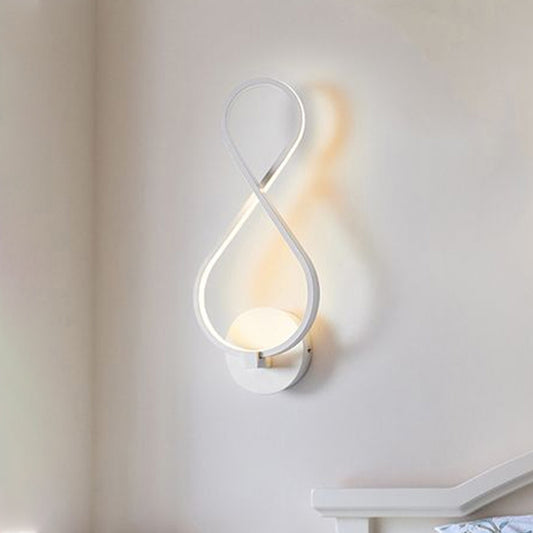8-Shaped Wall Lamp Simple Acrylic LED 1 Light Black/White Wall Sconce Lighting in Warm/White Light White Warm Clearhalo 'Modern wall lights' 'Modern' 'Wall Lamps & Sconces' 'Wall Lights' Lighting' 244080