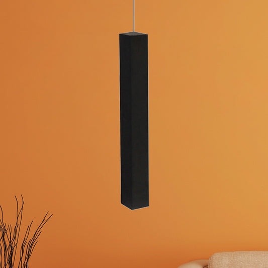 Contemporary Matte Black Cuboid Ceiling Lamp Metal Dining Room LED Pendant Light in White/Warm Black Warm Clearhalo 'Ceiling Lights' 'Modern Pendants' 'Modern' 'Pendant Lights' 'Pendants' Lighting' 244082