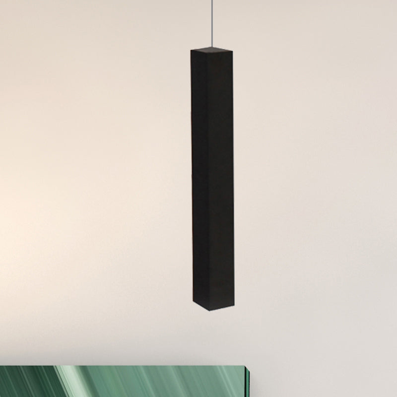 Contemporary Matte Black Cuboid Ceiling Lamp Metal Dining Room LED Pendant Light in White/Warm Black White Clearhalo 'Ceiling Lights' 'Modern Pendants' 'Modern' 'Pendant Lights' 'Pendants' Lighting' 244083