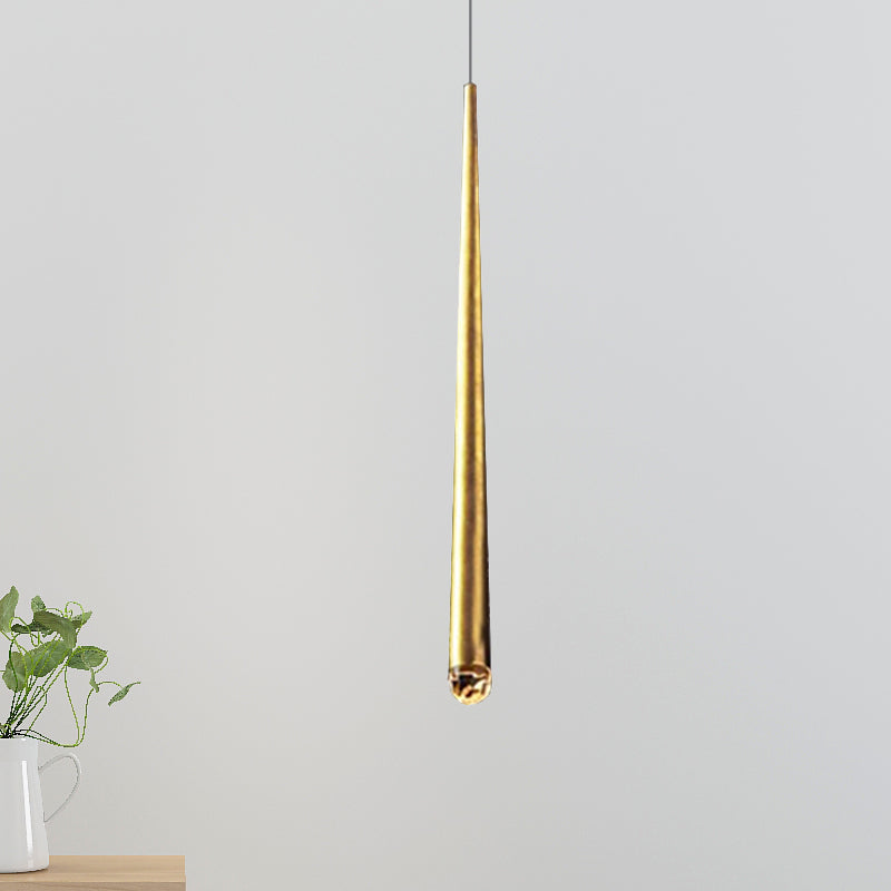 Tapered Ceiling Light Metal Minimalist LED Black/Brass Living Room Pendant Light Fixture with Adjustable Cord Brass Clearhalo 'Ceiling Lights' 'Modern Pendants' 'Modern' 'Pendant Lights' 'Pendants' Lighting' 244108