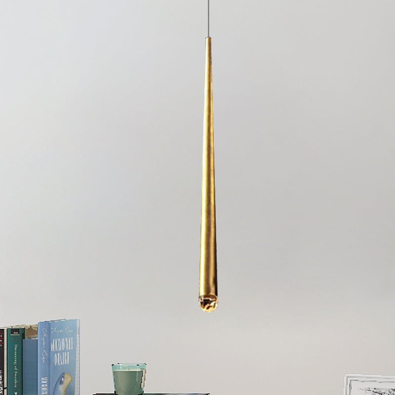 Tapered Ceiling Light Metal Minimalist LED Black/Brass Living Room Pendant Light Fixture with Adjustable Cord Clearhalo 'Ceiling Lights' 'Modern Pendants' 'Modern' 'Pendant Lights' 'Pendants' Lighting' 244109