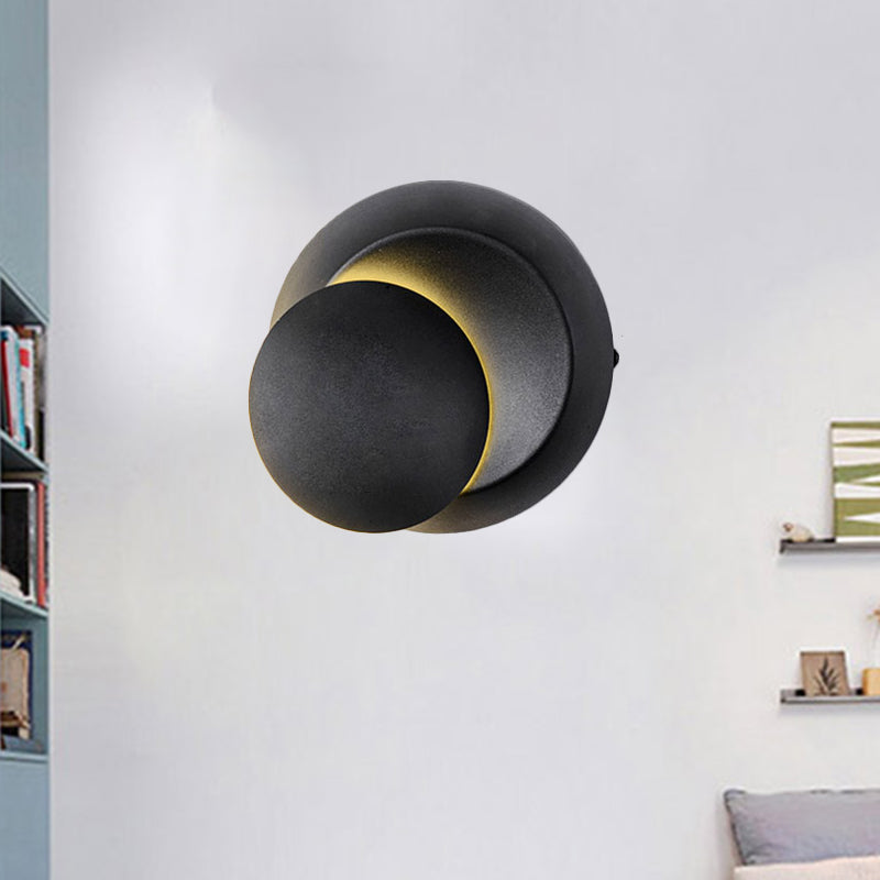 Black/White Finish Rounded Wall Lamp Simple Style LED Aluminum Sconce Lighting for Stairway Black Clearhalo 'Cast Iron' 'Glass' 'Industrial' 'Modern wall lights' 'Modern' 'Tiffany' 'Traditional wall lights' 'Wall Lamps & Sconces' 'Wall Lights' Lighting' 244170