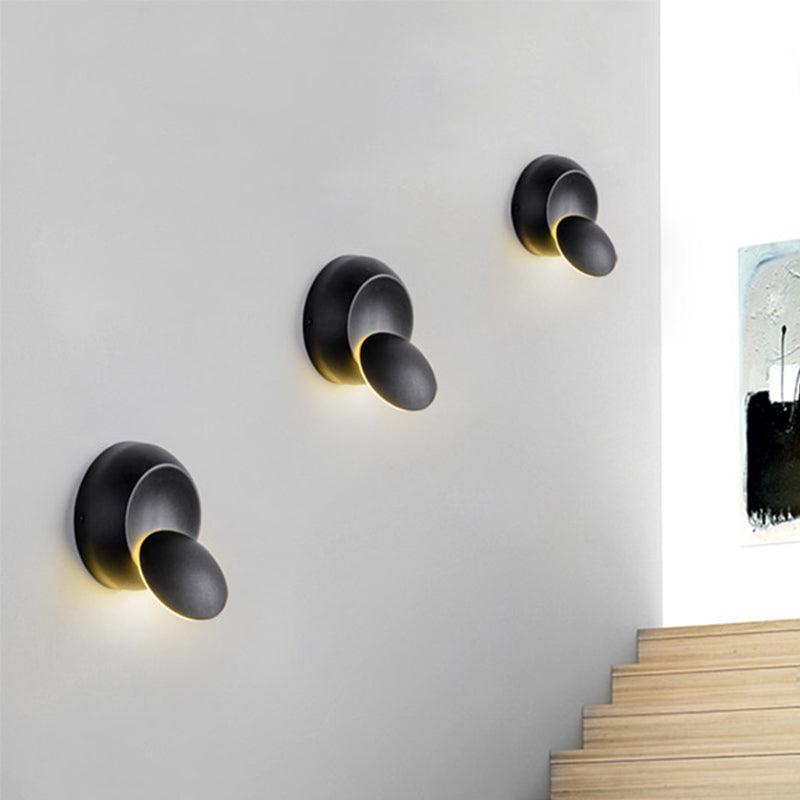 Black/White Finish Rounded Wall Lamp Simple Style LED Aluminum Sconce Lighting for Stairway Clearhalo 'Cast Iron' 'Glass' 'Industrial' 'Modern wall lights' 'Modern' 'Tiffany' 'Traditional wall lights' 'Wall Lamps & Sconces' 'Wall Lights' Lighting' 244172