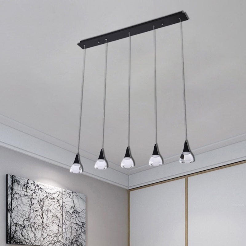 Conical Cluster Drop Pendant Modern Acrylic 5/6-Light Black Hanging Ceiling Light for Bedroom Living Room Clearhalo 'Ceiling Lights' 'Modern Pendants' 'Modern' 'Pendant Lights' 'Pendants' Lighting' 244220