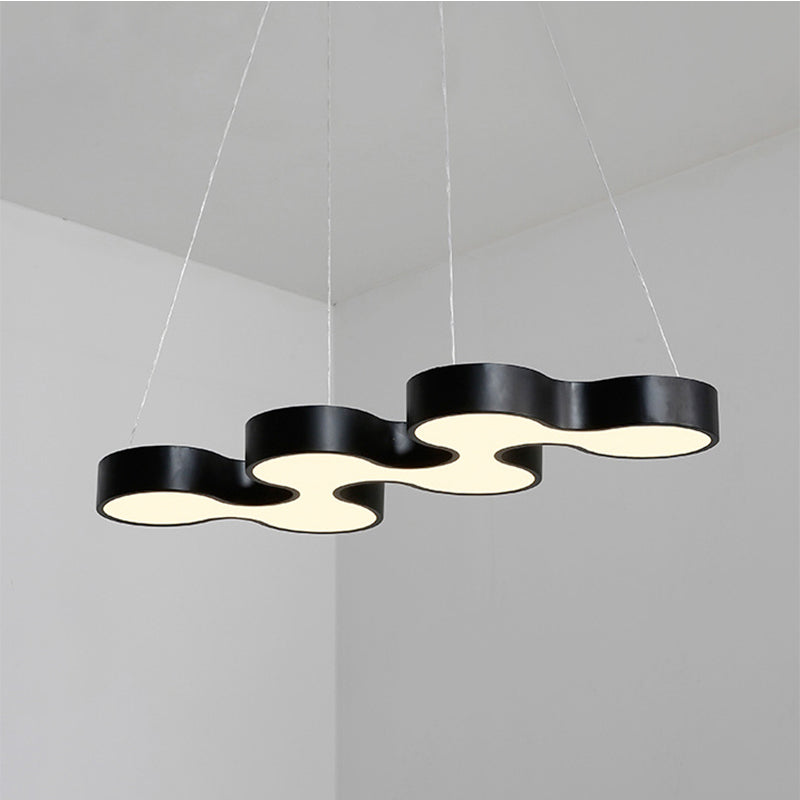 Led Dining Room Pendant Lighting with Curve Metal Shade Contemporary White/Black Hanging Ceiling Lamp in White/Warm Light Clearhalo 'Ceiling Lights' 'Modern Pendants' 'Modern' 'Pendant Lights' 'Pendants' Lighting' 244271