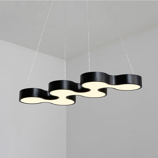 Led Dining Room Pendant Lighting with Curve Metal Shade Contemporary White/Black Hanging Ceiling Lamp in White/Warm Light Clearhalo 'Ceiling Lights' 'Modern Pendants' 'Modern' 'Pendant Lights' 'Pendants' Lighting' 244271