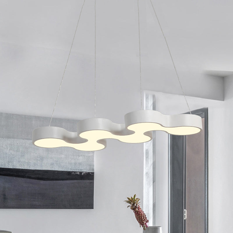 Led Dining Room Pendant Lighting with Curve Metal Shade Contemporary White/Black Hanging Ceiling Lamp in White/Warm Light White Warm Clearhalo 'Ceiling Lights' 'Modern Pendants' 'Modern' 'Pendant Lights' 'Pendants' Lighting' 244272