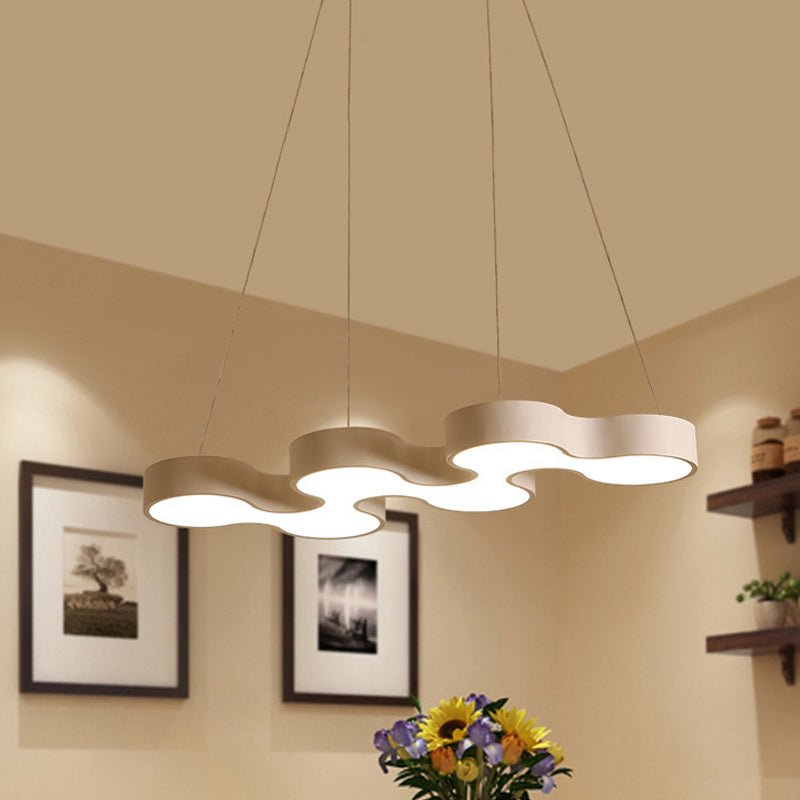 Led Dining Room Pendant Lighting with Curve Metal Shade Contemporary White/Black Hanging Ceiling Lamp in White/Warm Light White White Clearhalo 'Ceiling Lights' 'Modern Pendants' 'Modern' 'Pendant Lights' 'Pendants' Lighting' 244273