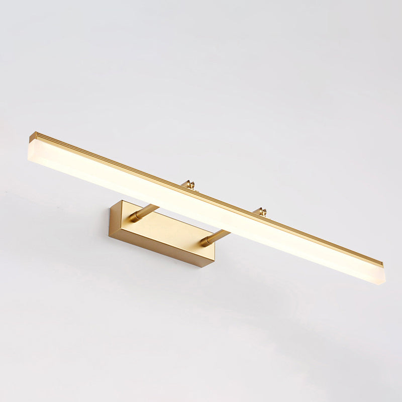 16"/19.5" W Rectangular Wall Sconce Lighting Modernist Style Acrylic LED Bathroom Vanity Light in Gold, Warm/White Light Gold Warm Clearhalo 'Cast Iron' 'Glass' 'Industrial' 'Modern wall lights' 'Modern' 'Tiffany' 'Traditional wall lights' 'Vanity Lights' 'Wall Lights' Lighting' 244277