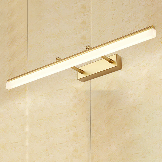 16"/19.5" W Rectangular Wall Sconce Lighting Modernist Style Acrylic LED Bathroom Vanity Light in Gold, Warm/White Light Clearhalo 'Cast Iron' 'Glass' 'Industrial' 'Modern wall lights' 'Modern' 'Tiffany' 'Traditional wall lights' 'Vanity Lights' 'Wall Lights' Lighting' 244279