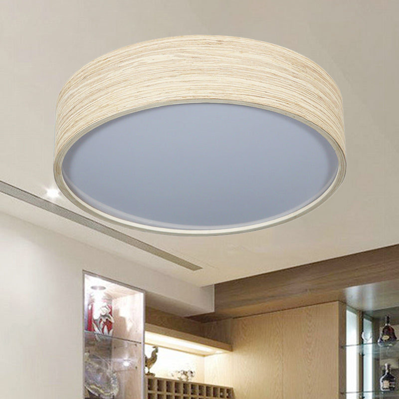 LED Dining Room Flushmount Lighting with Round Bamboo Shade Modern Wood Ceiling Lamp in Warm/White Light, 10"/14" W Wood Clearhalo 'Ceiling Lights' 'Close To Ceiling Lights' 'Close to ceiling' 'Flush mount' Lighting' 244298