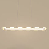 Minimalist 16"/23.5"/31.5" Wide LED Pendant with Acrylic Shade White Linear Ceiling Lamp over Island in Warm/White/Inner Warm and Outer White Light Clearhalo 'Ceiling Lights' 'Modern Pendants' 'Modern' 'Pendant Lights' 'Pendants' Lighting' 244320