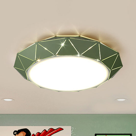 Slim UFO Girl Bedroom Ceiling Light Acrylic Metal Nordic Style LED Flushmount Light Green Clearhalo 'Ceiling Lights' 'Close To Ceiling Lights' 'Close to ceiling' 'Flush mount' Lighting' 244334