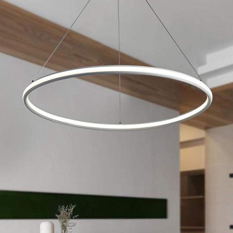 Acrylic Ring Chandelier Simple 1/2/3-Light LED Ceiling Pendant Lighting Fixture in Warm/White/Natural Light Clearhalo 'Ceiling Lights' 'Chandeliers' 'Modern Chandeliers' 'Modern' Lighting' 244359