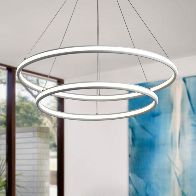 Acrylic Ring Chandelier Simple 1/2/3-Light LED Ceiling Pendant Lighting Fixture in Warm/White/Natural Light Clearhalo 'Ceiling Lights' 'Chandeliers' 'Modern Chandeliers' 'Modern' Lighting' 244362