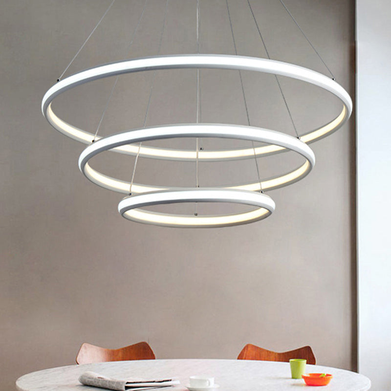 Acrylic Ring Chandelier Simple 1/2/3-Light LED Ceiling Pendant Lighting Fixture in Warm/White/Natural Light Clearhalo 'Ceiling Lights' 'Chandeliers' 'Modern Chandeliers' 'Modern' Lighting' 244363