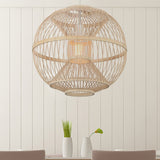 Ball Shade Dining Room Hanging Lighting Bamboo 1 Bulb Modernist Style Ceiling Light Fixture in Beige Clearhalo 'Ceiling Lights' 'Pendant Lights' 'Pendants' Lighting' 244369