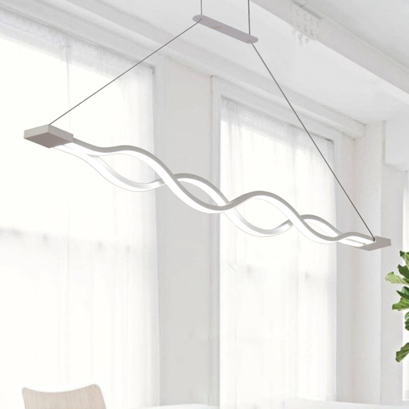 25.5"/39" Wide White Wavy Suspension Light Modern LED Acrylic Ceiling Pendant over Island in Warm/White/Natural Light White Natural Clearhalo 'Ceiling Lights' 'Modern Pendants' 'Modern' 'Pendant Lights' 'Pendants' Lighting' 244382