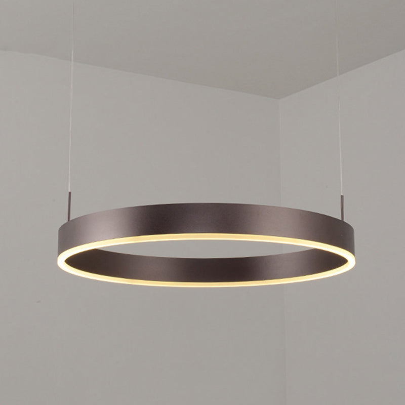 Modern 1/2/3-Light Suspension Pendant with Acrylic Shade Coffee Ring Chandelier Light in Warm/White Light 1 Coffee Clearhalo 'Ceiling Lights' 'Chandeliers' 'Modern Chandeliers' 'Modern' Lighting' 244400