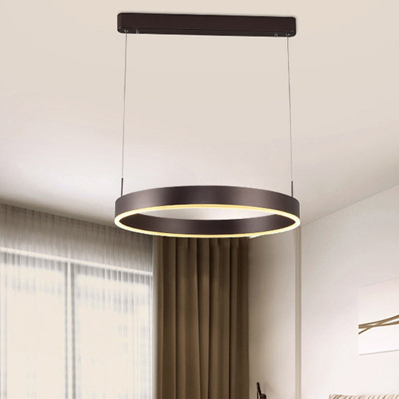 Modern 1/2/3-Light Suspension Pendant with Acrylic Shade Coffee Ring Chandelier Light in Warm/White Light Clearhalo 'Ceiling Lights' 'Chandeliers' 'Modern Chandeliers' 'Modern' Lighting' 244401