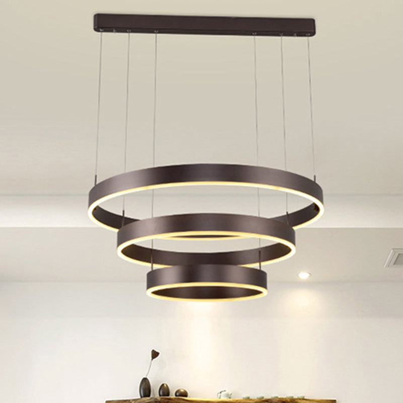 Modern 1/2/3-Light Suspension Pendant with Acrylic Shade Coffee Ring Chandelier Light in Warm/White Light Clearhalo 'Ceiling Lights' 'Chandeliers' 'Modern Chandeliers' 'Modern' Lighting' 244405