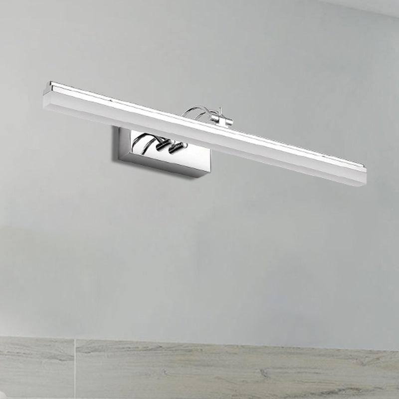 LED Bathroom Vanity Lighting with Linear Acrylic Shade Silver Wall Light Sconce in Warm/White Light, 19"/23" Width Clearhalo 'Cast Iron' 'Glass' 'Industrial' 'Modern wall lights' 'Modern' 'Tiffany' 'Traditional wall lights' 'Vanity Lights' 'Wall Lights' Lighting' 244445