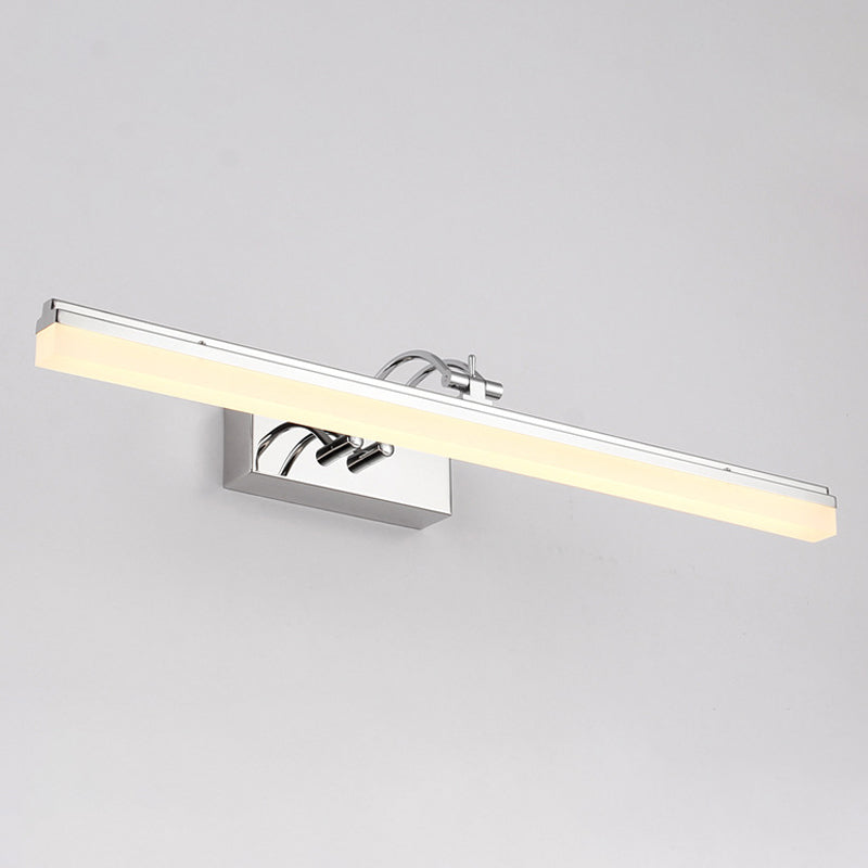 LED Bathroom Vanity Lighting with Linear Acrylic Shade Silver Wall Light Sconce in Warm/White Light, 19"/23" Width Silver Warm Clearhalo 'Cast Iron' 'Glass' 'Industrial' 'Modern wall lights' 'Modern' 'Tiffany' 'Traditional wall lights' 'Vanity Lights' 'Wall Lights' Lighting' 244446