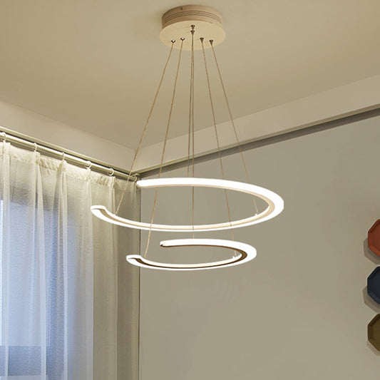 Ring Dining Room Chandelier Acrylic LED 1/2/3 Light Postmodern Ceiling Pendant in Warm/White/Natural Light Clearhalo 'Ceiling Lights' 'Chandeliers' 'Modern Chandeliers' 'Modern' Lighting' 244504