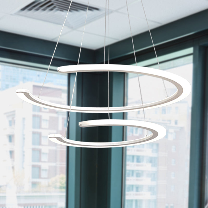 Ring Dining Room Chandelier Acrylic LED 1/2/3 Light Postmodern Ceiling Pendant in Warm/White/Natural Light Clearhalo 'Ceiling Lights' 'Chandeliers' 'Modern Chandeliers' 'Modern' Lighting' 244505