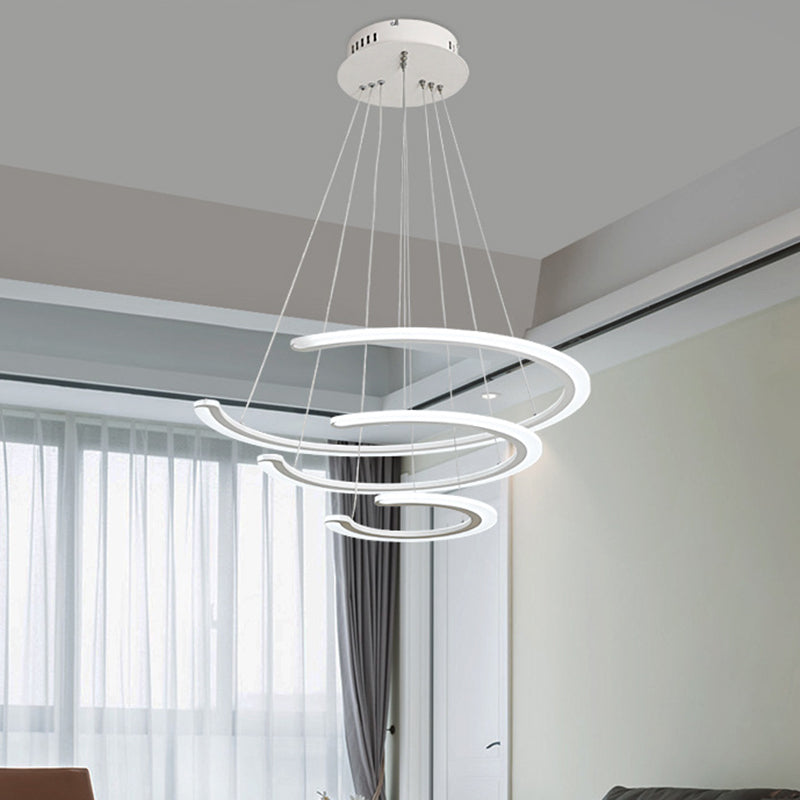 Ring Dining Room Chandelier Acrylic LED 1/2/3 Light Postmodern Ceiling Pendant in Warm/White/Natural Light 3 White Clearhalo 'Ceiling Lights' 'Chandeliers' 'Modern Chandeliers' 'Modern' Lighting' 244506