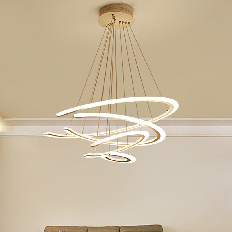 Ring Dining Room Chandelier Acrylic LED 1/2/3 Light Postmodern Ceiling Pendant in Warm/White/Natural Light Clearhalo 'Ceiling Lights' 'Chandeliers' 'Modern Chandeliers' 'Modern' Lighting' 244508