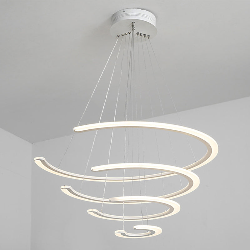 Ring Dining Room Chandelier Acrylic LED 1/2/3 Light Postmodern Ceiling Pendant in Warm/White/Natural Light 4 White Clearhalo 'Ceiling Lights' 'Chandeliers' 'Modern Chandeliers' 'Modern' Lighting' 244509