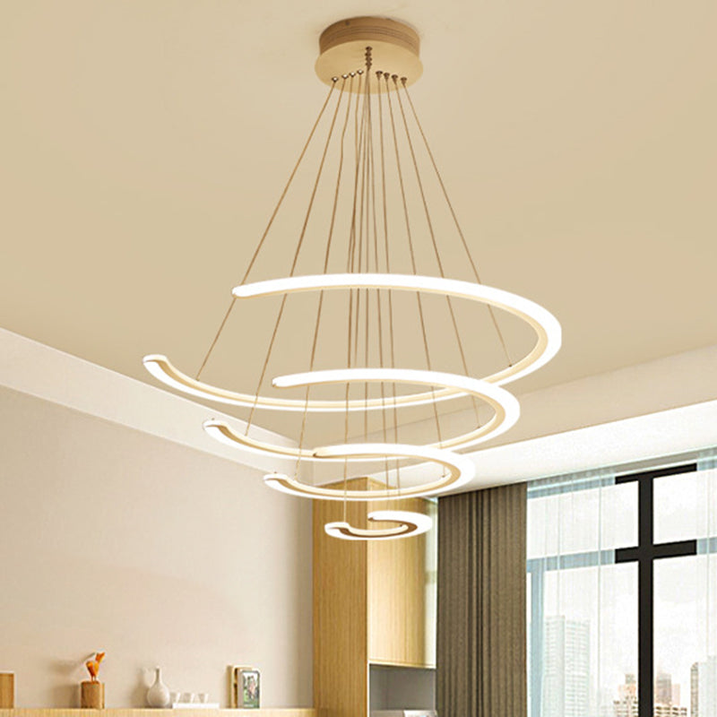 Ring Dining Room Chandelier Acrylic LED 1/2/3 Light Postmodern Ceiling Pendant in Warm/White/Natural Light Clearhalo 'Ceiling Lights' 'Chandeliers' 'Modern Chandeliers' 'Modern' Lighting' 244510