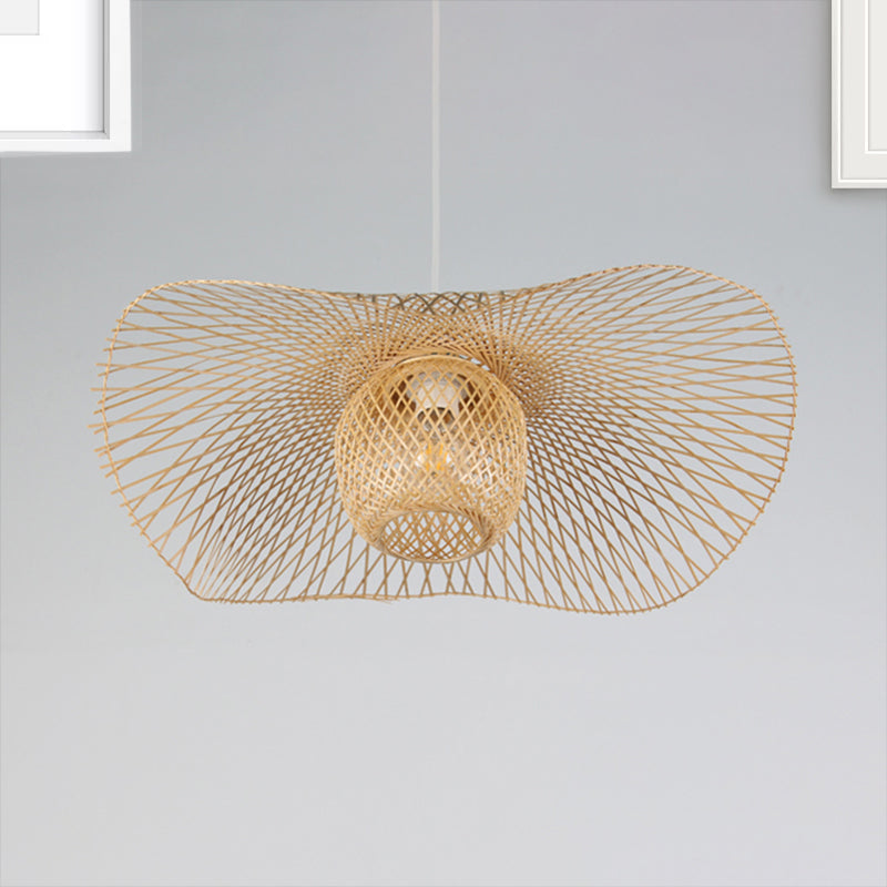 18"/21.5"/25.5" Wide Rustic 1-Light Ceiling Drop Light with Woven Rattan Brown Dome Pendant Lamp for Cafe Restaurant Clearhalo 'Ceiling Lights' 'Pendant Lights' 'Pendants' Lighting' 244532