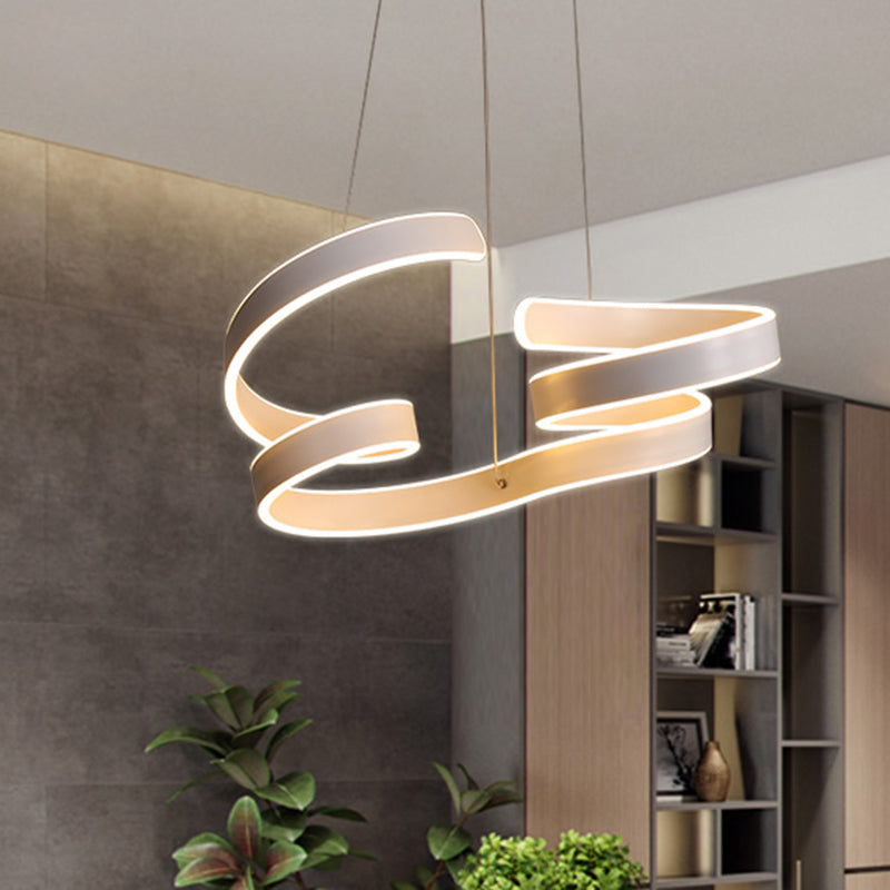 Twisting Acrylic Ceiling Light Modern LED White Chandelier Pendant in Warm/White Light White B Clearhalo 'Ceiling Lights' 'Chandeliers' 'Modern Chandeliers' 'Modern' Lighting' 244535