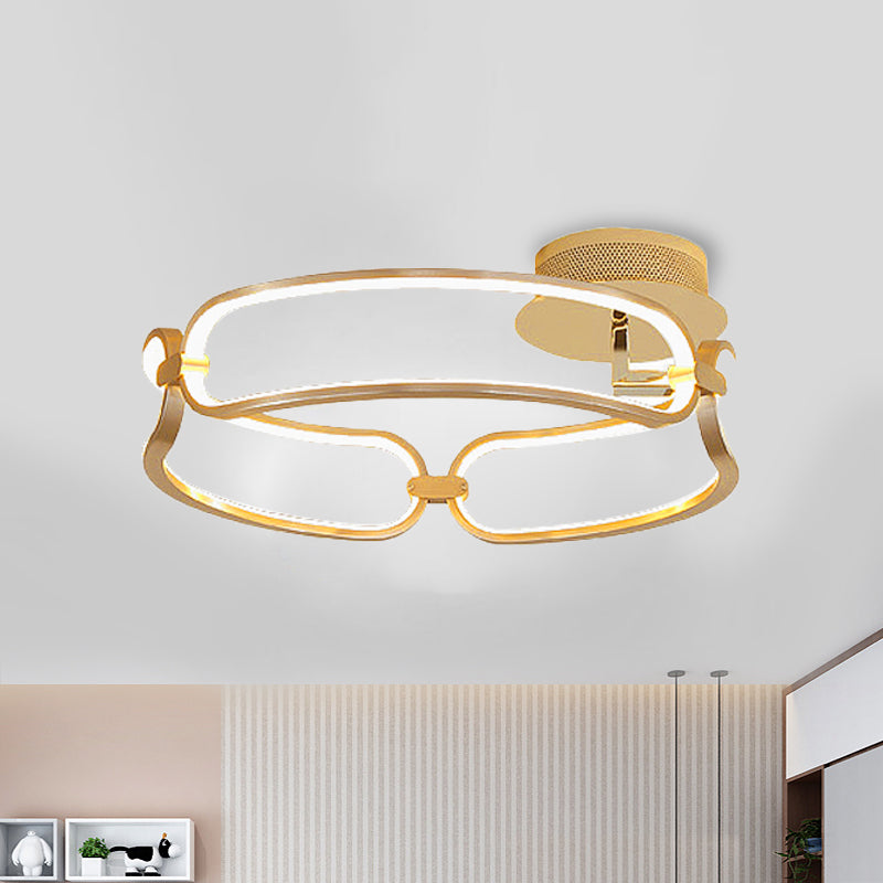 18"/23.5"/31.5" Wide Gold Bracelet Flush Ceiling Light Contemporary LED Acrylic Ceiling Light Fixture in Warm/White/Natural Light Gold Clearhalo 'Ceiling Lights' 'Close To Ceiling Lights' 'Close to ceiling' 'Flush mount' Lighting' 244547